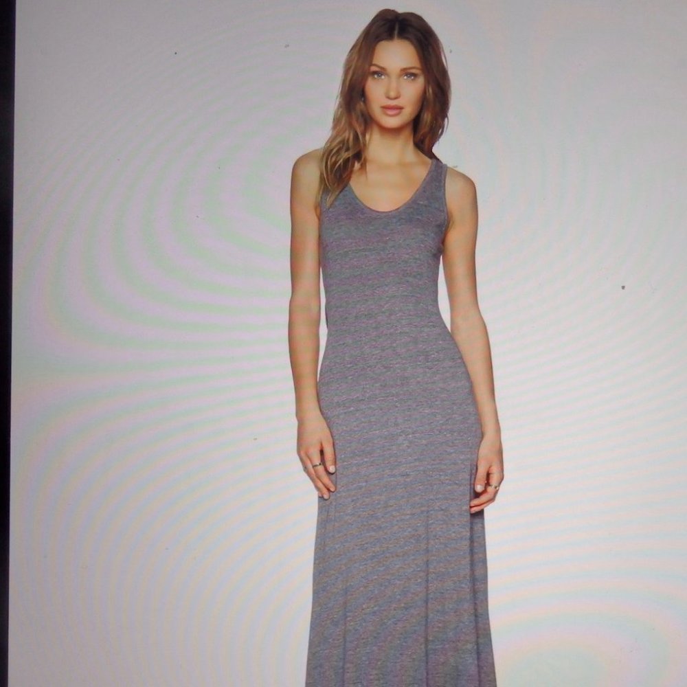 Nation Ltd heather gray maxi tank dress open back cutout M NTW